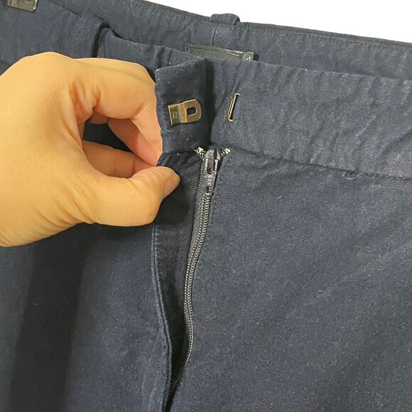 JOSEPH Cropped Trousers Women’s XS FR 34 Navy Gabardine Mid Rise Straight Leg - Picture 8 of 13